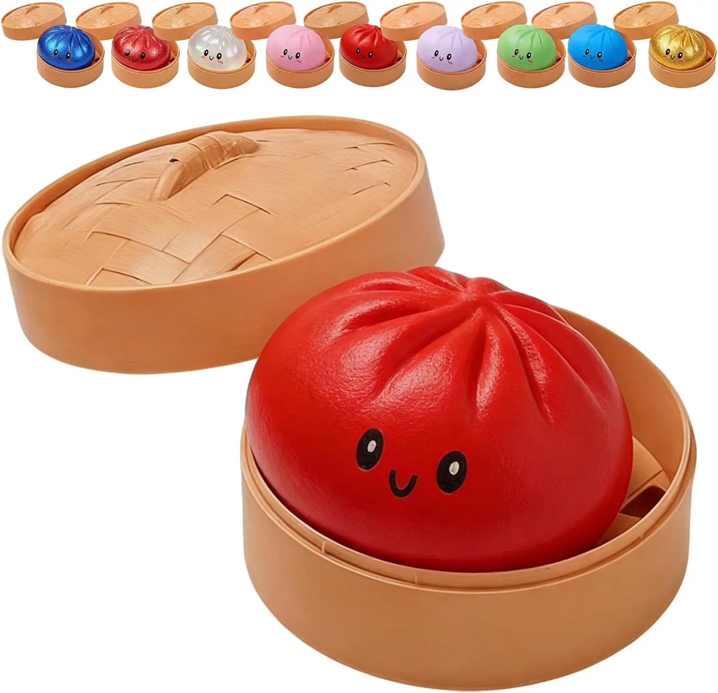 Glitter Dumpling Squishy Toy with Box Soft Sensory Squeeze Stress Relief Fidget Toy Cute Dumpling Slow Rising Gift for Kids Adul
