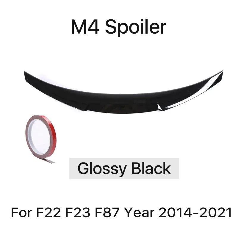 Rear Bumper Spoiler Lip Carbon Fiber MP M4 PSM Style Roof Trunk Wing Tail For BMW 2 Series F22 F23 F87 2014 -2021 Gloss Black