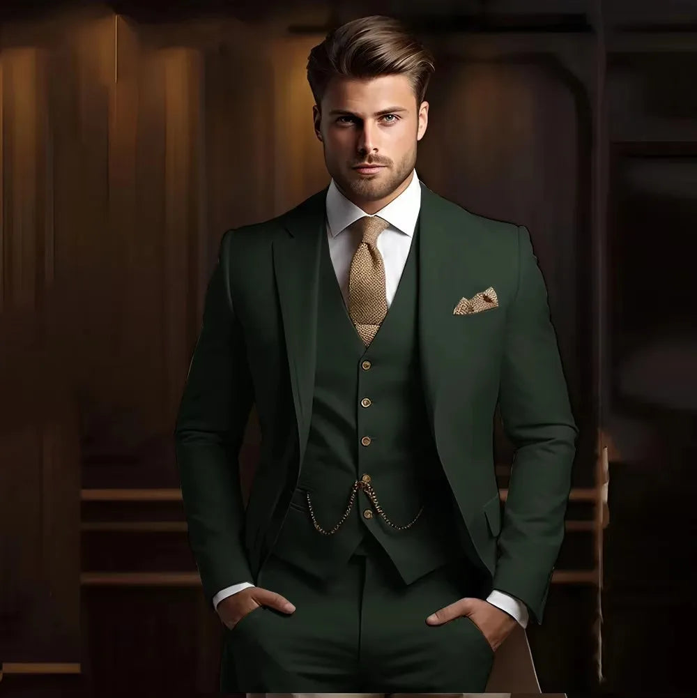 High Quality Black Men's wedding Suits Smart Cusual 3 Piece Custom Slim Fit Male Blazer Wedding Groom Tuxedos Costume Homme