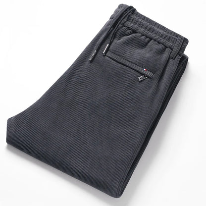 New Men's Winter Thicken Warm Classic Straight Business Fleece Thermal Trousers Brand Clothes Corduroy Plush Velvet Casual Pants