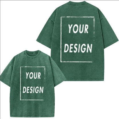 Men's and Women's Cotton Washed T-Shirt Custom Printed T-Shirt 230G Top DIY Your Favorite Pattern or Logo Fashionable Custom Top