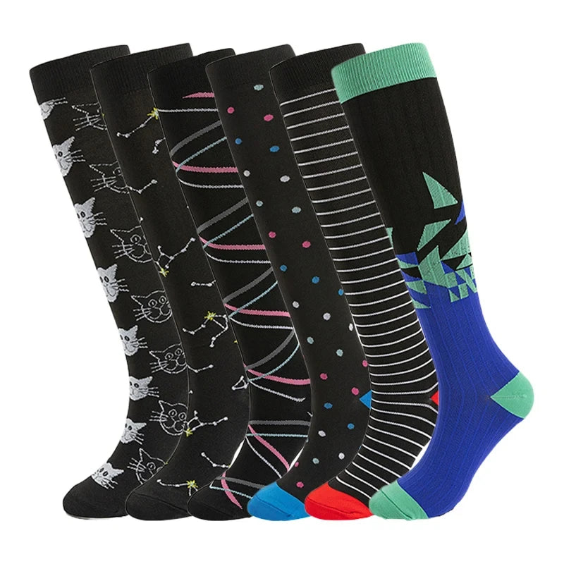3/5/6 Pairs Compression Socks Exercise Mountaineering Running Sports Socks Elastic Medical Blood Circulation Swelling Nurse Sock