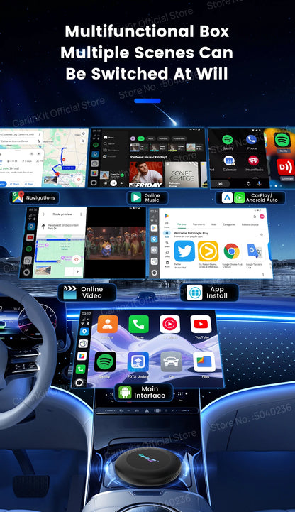 CarlinKit CarPlay Ai Box Android 15 Ultra2 SM6350 8GB+128GB Smart Android TV Box Wireless CarPlay Android Auto GPS For OEM Cars