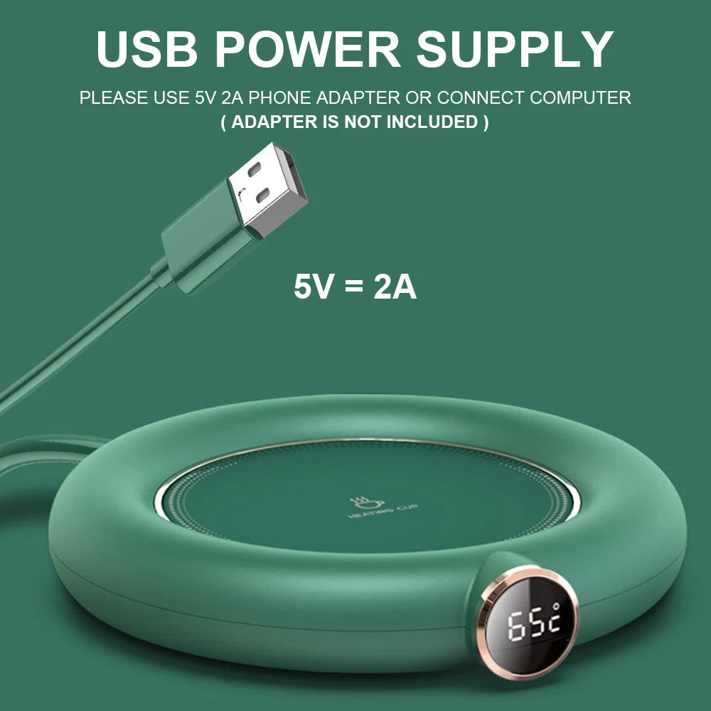 Coffee Milk Tea Cup Warmer Pad USB Charge Home Office 3 Temperatures Adjustable Heat Plate LED Display Electric Heater Mug Pad