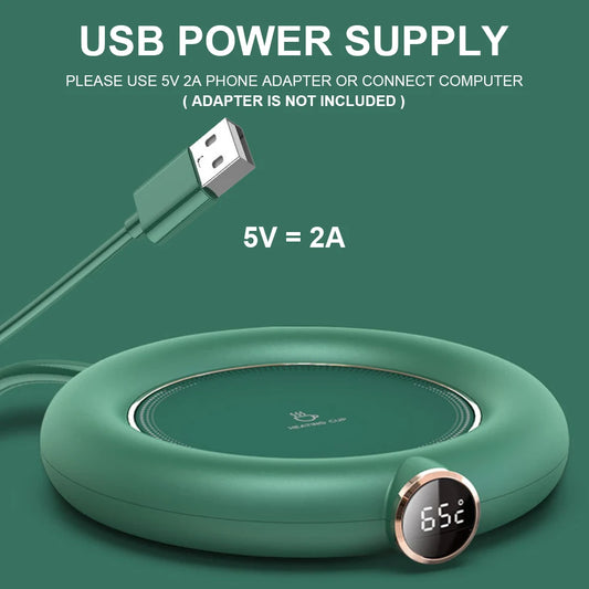 Coffee Milk Tea Cup Warmer Pad USB Charge Home Office 3 Temperatures Adjustable Heat Plate LED Display Electric Heater Mug Pad