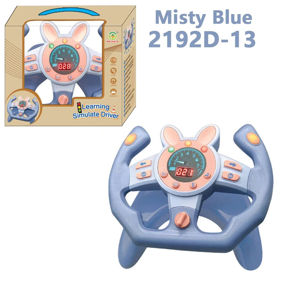 Simulation Steering Wheel Toy Montessori Eletric With Light Sound Baby Kids Musical Educational Copilot Stroller Steering Toy