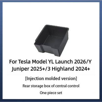 For Tesla Model 3/Y/YL 2024-2026 Hidden Storage Center Console Armrest Front And Rear Flocking Layered Grid Organized Container