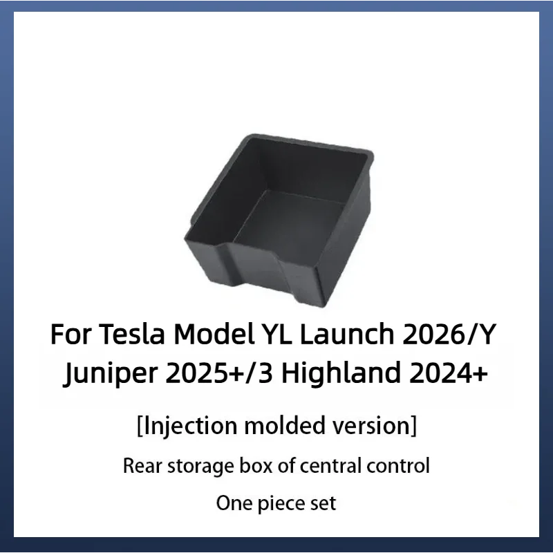 For Tesla Model 3/Y/YL 2024-2026 Hidden Storage Center Console Armrest Front And Rear Flocking Layered Grid Organized Container