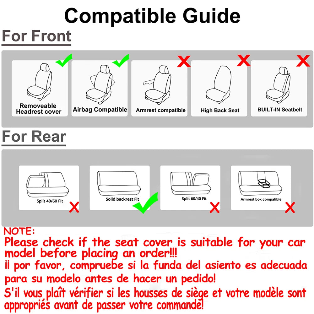Car Seat Covers Double Line Embroidery Quilted Splicing Universal Size Fit For Most Car Polyester Fabric Seat Covers For Car