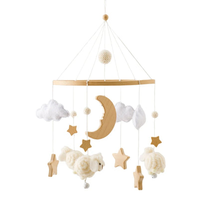 Baby Wooden Bedbell Bracket 0-12 Months Bed Bell Bracket Wooden Mobile Newborn Crochet Bed Bell Hanging Toys Newbaby Rattle Toys