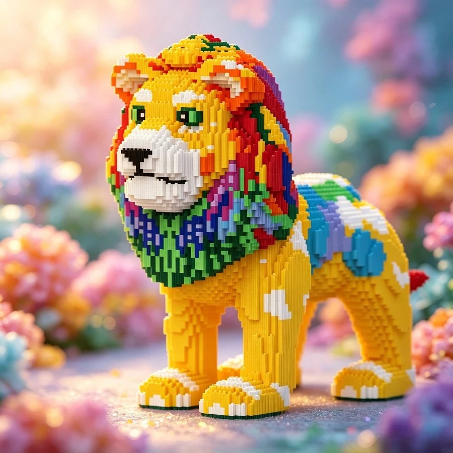 50cm 18888Pcs Colorful Lion Micro Building Blocks DIY Mini Bricks Model Kit Home Decor Adult Kids Creative Toys Birthday Gift