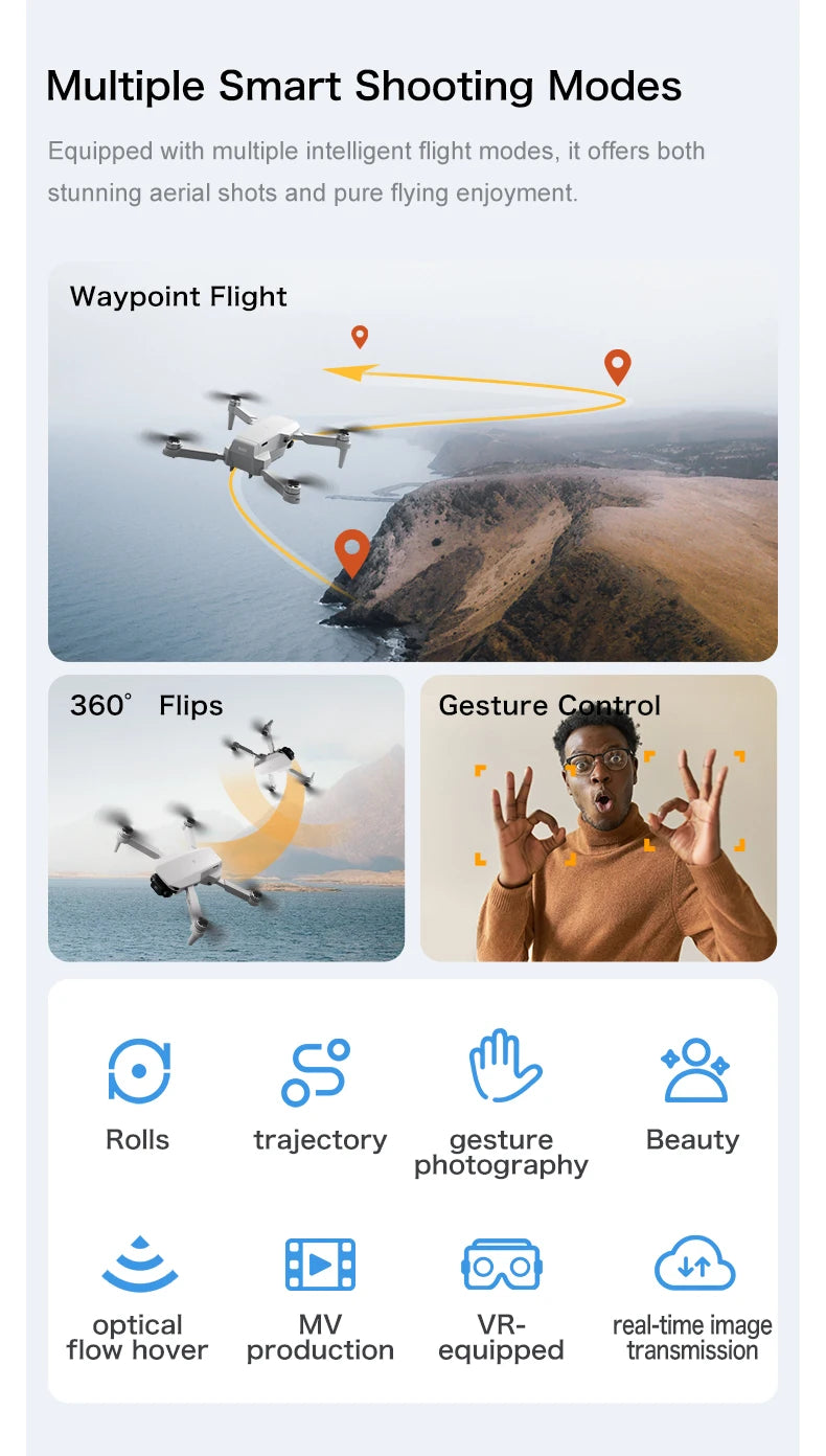 NEW Aeri100 VR Drone 1:1 Scale Aerodynamic Design 8K 1080P HD Camera Remote Control Brushless 360° Obstacle Avoidance Flying Toy