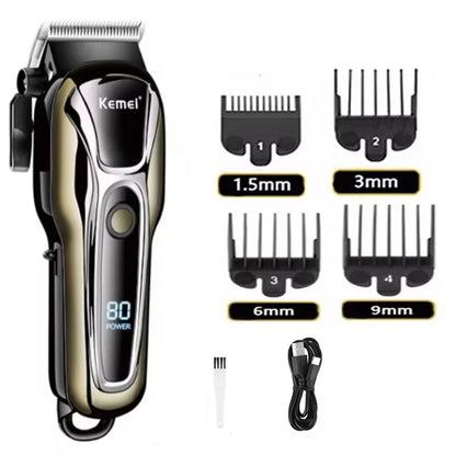 Kemei PG1990A Rechargeable Hair Clipper or Limit Combs Professional Cordless Men Hair Trimmer Men's Hair Cutting Machine Barber