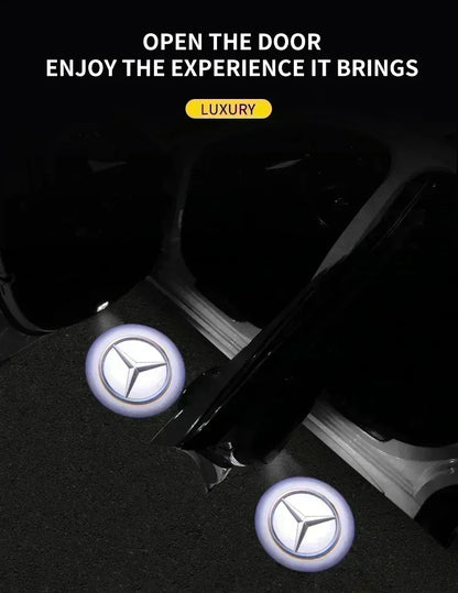 QQ 2pcs Car door welcome light logo Emblem Mercedes Benz AMG A C E GLC GLA GLE GLB Class W177 W205 W212 W213 X253 X156 W166 X247