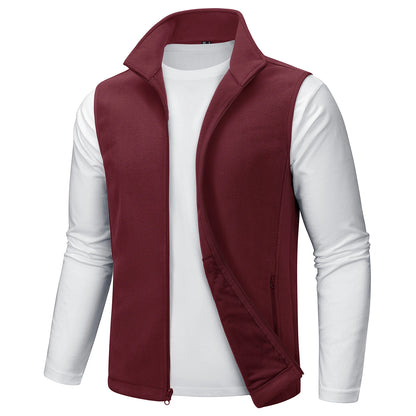 TACVASEN Men's Fleece Vest Zip Up Lightweight Sleeveless Jacket Warm Polar Fleece Outerwear with Pockets Casual Golf Hiking Vest