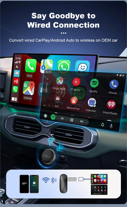 CarlinKit Mini Ultra 3 Wireless CarPlay & Android Auto Adapter Wired To Wireless USB Dongle Plug and Play Fast Auto Connection