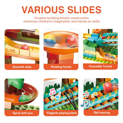 DIY Marble Run Slide Blocks Race Building Bricks 3D Children Diy Assemble Insert Toys Block Educational Toys for Children Gifts
