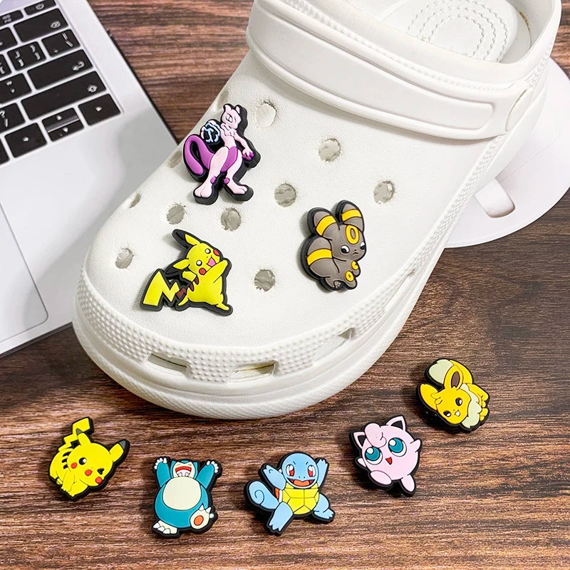 25-72Pcs Potdemiel Pokemon Series Shoe Charms For Slides Clog Sandals Shoes Decorations Accessories For Christmas Birthday Gifts