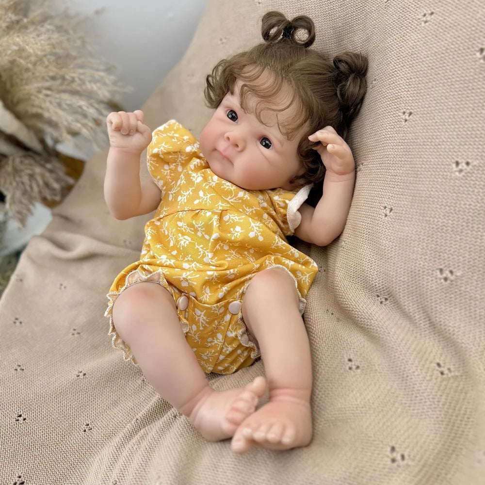 AONPENG 45cm Lifelike Reborn Baby Doll Toy with Vinyl Limbs And Cloth Body Kid's Fashion Birthday Gift Playhouse Bedtime Toy