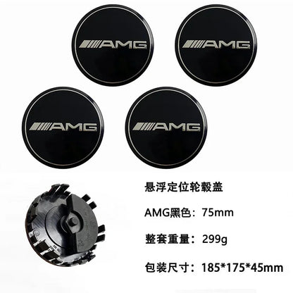 QQQ 4PCS 75mm Car Floating Wheel Center Hub Caps Cover for Mercedes Benz B/C/E/S Class A Class C200L GLC GLK CLA Accessories.