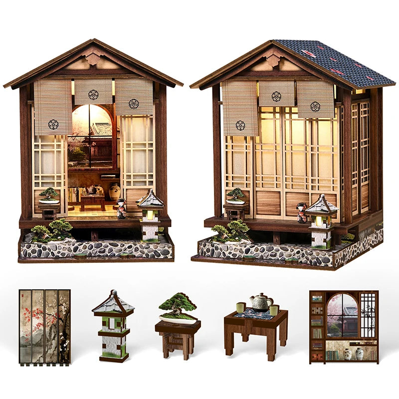 DIY Wooden Dollhouses Bookend 3D Puzzle Hand Assembly Miniature Doll House Model Home Decor Building Toys For Xmas Black Friday