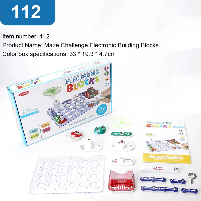 Puzzle New Circuit Electronic Building Blocks Scientific Experiment Education Children Assemble Toys Electronic Exploration 8+