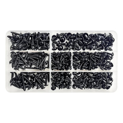 340PCS Assorted Screw Kit Black Carbon Steel Phillips Tapper Screws Set for DIY Furniture Wood Working Repair Fasteners Tool