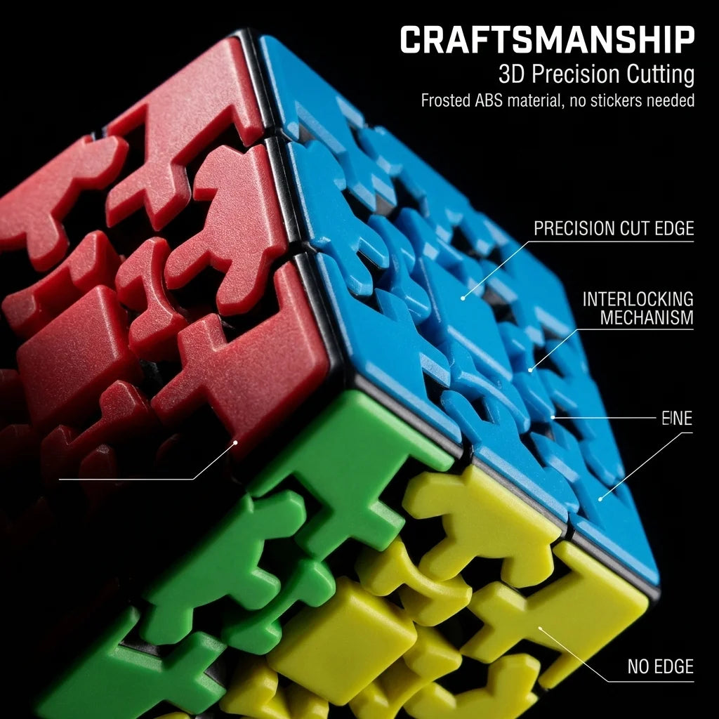 Premium 3D Gear Magic Cube Smooth Turning Brain Teaser Puzzle Desktop Fidget Stress Relief Sensory Toy For Hobby Collection