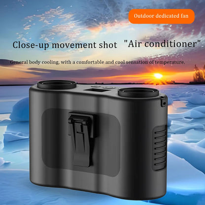 Portable Waist Clip Fan Wearable Mini USB Rechargeable Hanging Fan for Outdoor Working Double Air Outlet Waist Fan 20000Mah