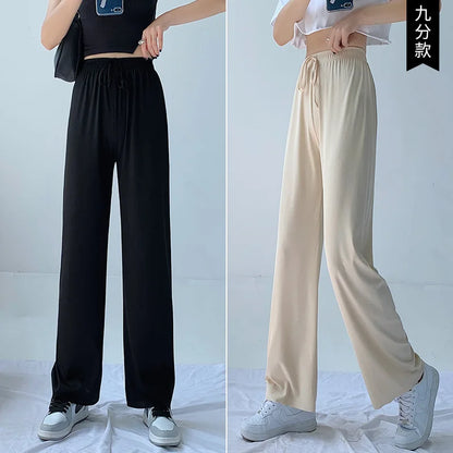 Slimming High Waist Ice Silk Wide Leg Pants for Pear aped Women Casual Summer orts plus Size  pe Comfortable Trousers