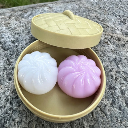 Mini Dumplings Squishy Steamer Bun Squeezable Toys Set Soft Stress Relief Crystal Squishy Fidget Sensory Toy Party Favors Gift