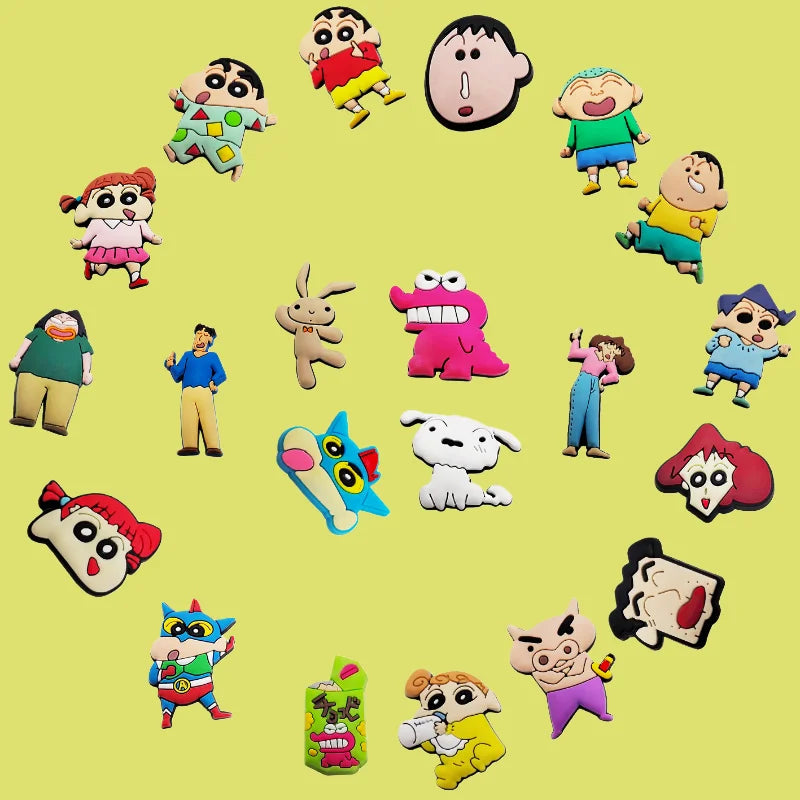 10/21Pcs Miniso Kawaii Anime Crayon Shin-Chan Shoes Buckle Accessories For Clogs Cartoon Shoes Charms For Party Xmas Gifts