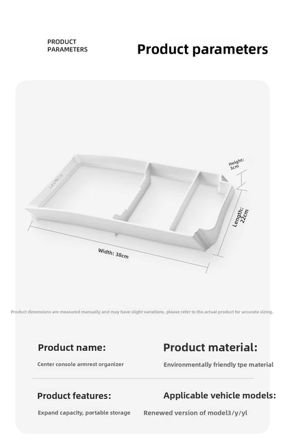 For Tesla New Model 3 Highland / Model Y /YL Center Console Armrest Storage Tray Organizer Box ABS Interior Accessories