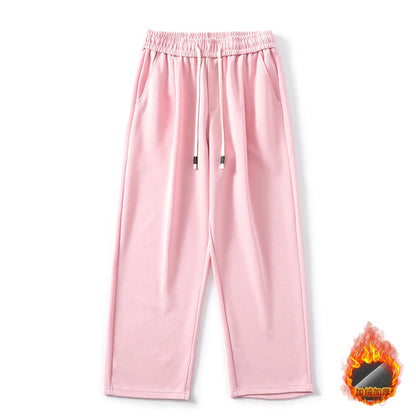 DUKEEN Pique Fabrics Sweatpants for Men Loose Causal Straight Legged Trouse Autumn and Winter Solid Colors Sports Fleece Pants