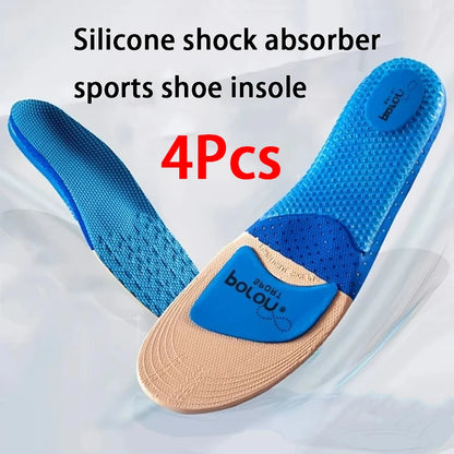 New Comfortable Arch Support Shoe Pads Elastic Sports Insoles Men's Shock Absorbing Breathable Insole 1Pair/2Pair