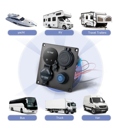 12v Usb Dual Car Cigarette Lighter Socket Charger Mobile Phone Power Waterproof Usb Port Adapter 5v Sockets Voltmeter Digital