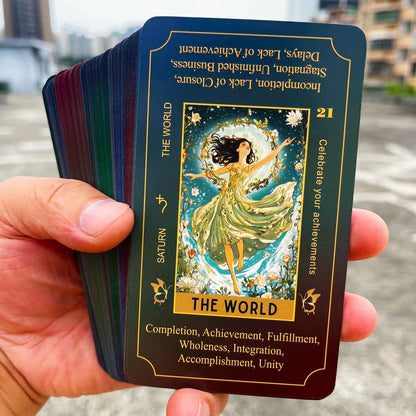 78 Tarot Cards, 13x8 Cm, Ethereal Bloom Tarot Keyword Edition, Connect with Inner Light, Ideal for Beginners, Card Game Set