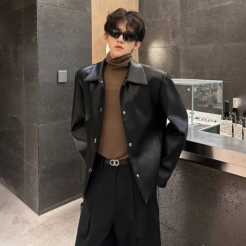 LUZHEN Fleece 2025 Liner Winter Brushed New Warm Fashion Leather Jacket Men's High Quality Trendy Shoulder Pad Male Coat JY7075