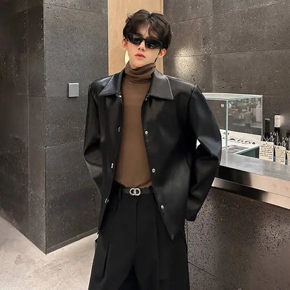 LUZHEN Fleece 2025 Liner Winter Brushed New Warm Fashion Leather Jacket Men's High Quality Trendy Shoulder Pad Male Coat JY7075