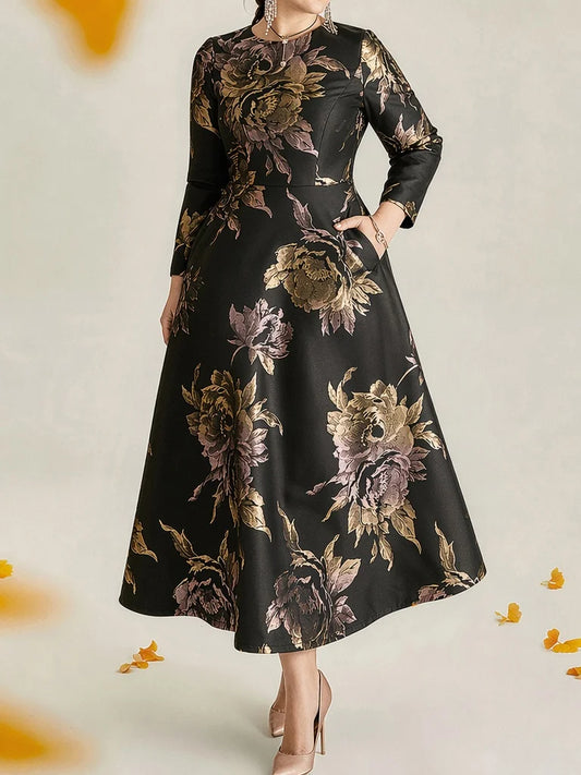 DEVCHATA Luxury Women Plus Size Maxi Jacquard Dress Boho Floral Fashion Ladies Party Evening Gown Vintage Vestidos