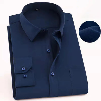 Men's Long Sleeved Classic Dress Shirt Spring Summer White Black Blue Pink Red Solid Chemise Homme Male Business Casual Shirts