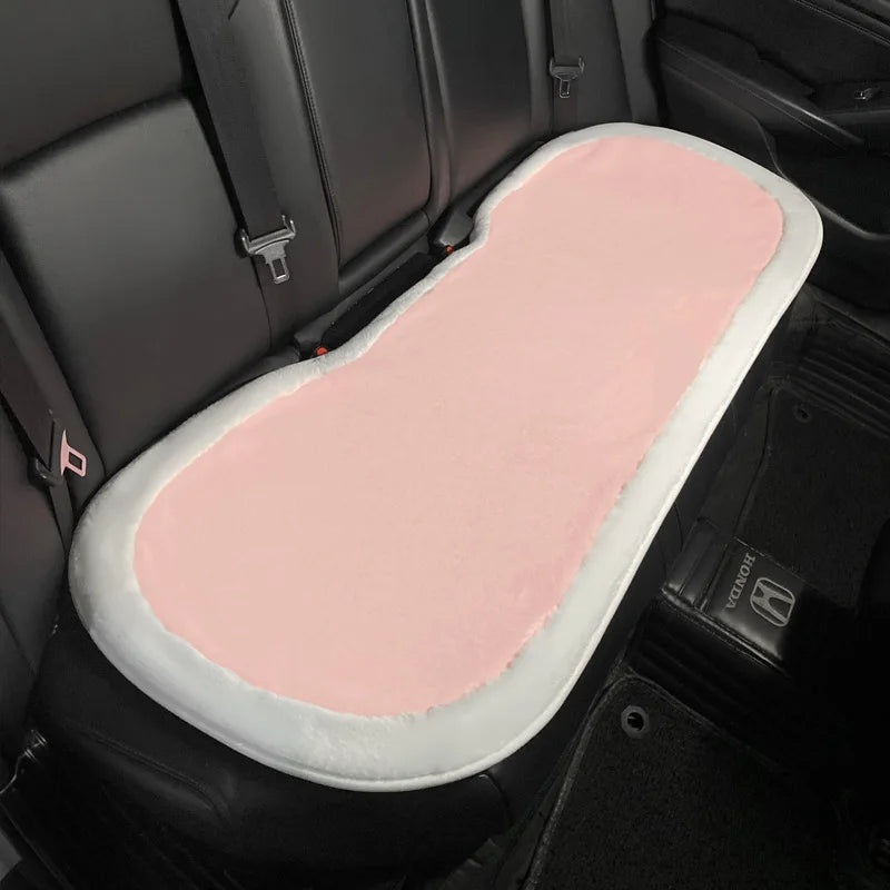 Winter New Cartoon Plush Car Cushion Simple Black White Thickened Anti Slip Women's Auto Seat Pad Cute Interior Modification