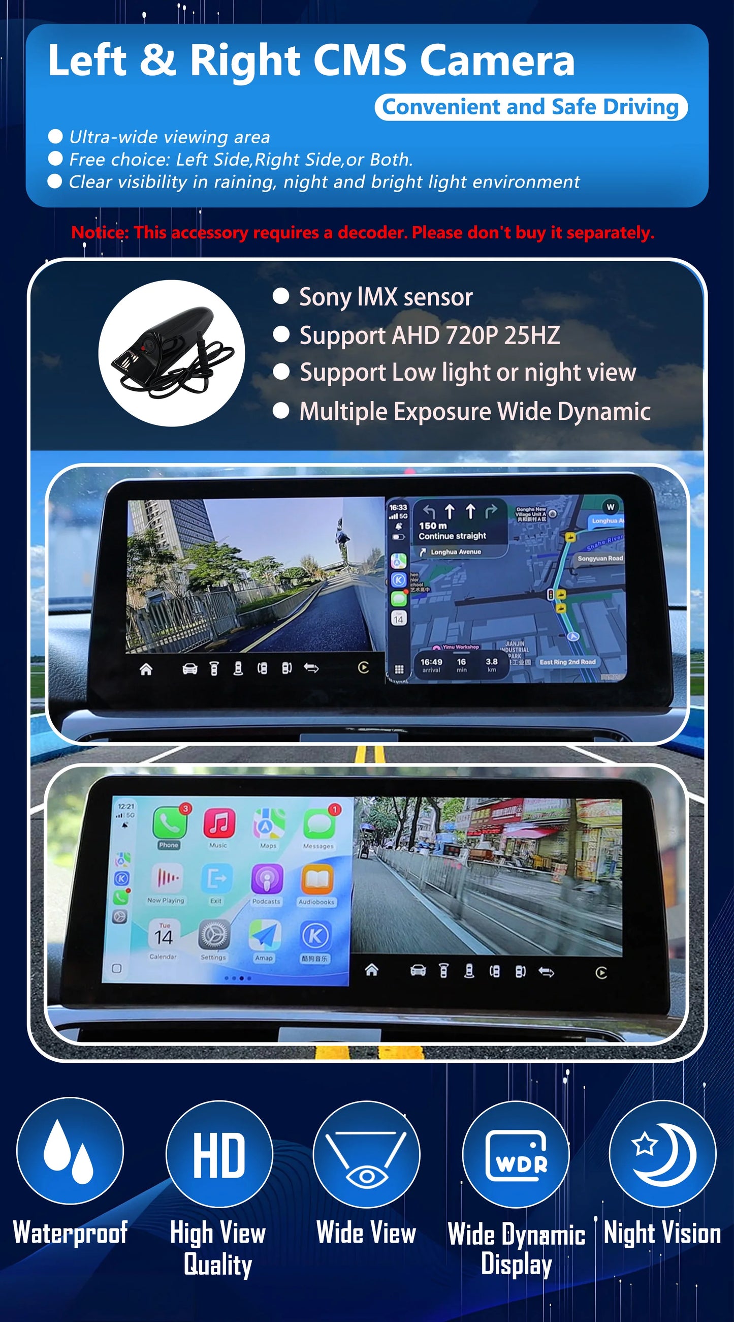 Wireless CarPlay Android Auto Display Multimedia Player For BMW X5 X6 F15 E70 E71 2009-2017 NBT CIC GPS Touch Screen 1920*720