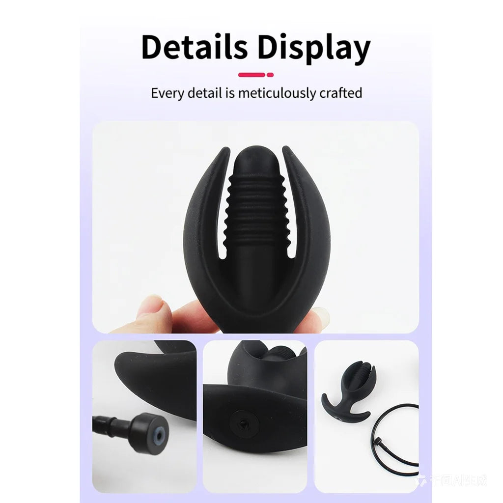 Silicone Magnetic Inflatable Butt Plug with Pump - Black Expandable Anal Stretcher, Prostate Massager Sex Toy for Men Women