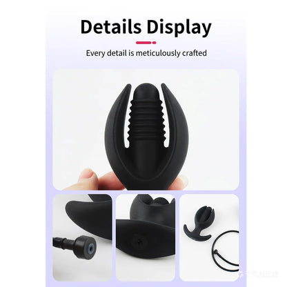 Silicone Magnetic Inflatable Butt Plug with Pump - Black Expandable Anal Stretcher, Prostate Massager Sex Toy for Men Women