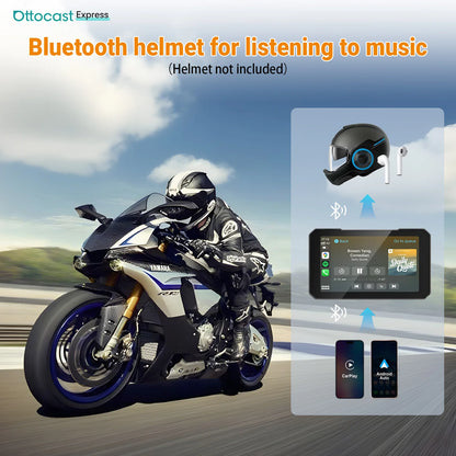 Ottocast Express Motorcycle Display 6.0 inch IP67 Waterproof GPS Wireless Carplay Android Auto DVR Drive Recorder Moto Monitor