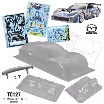 200mm Body Shells 1/10 Mazda RX7 Clear Bodywork W/Light Buckle for ONROAD Racing RC Drift Car 258mm Wheelbase