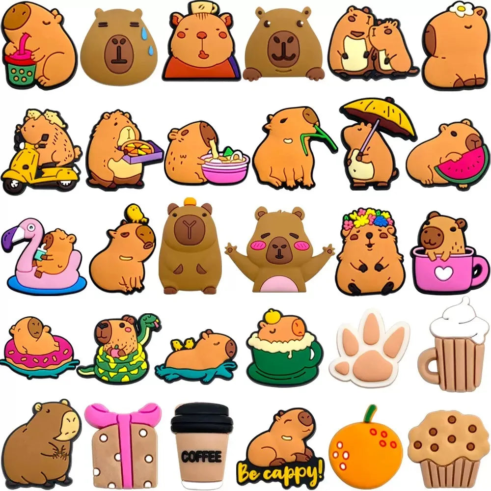 10-50pcs Cute Animals Capybara Shoe Charms PVC Shoes Accessories Decoration Buckle for Clog Sandals Wristband Kids Party Gift