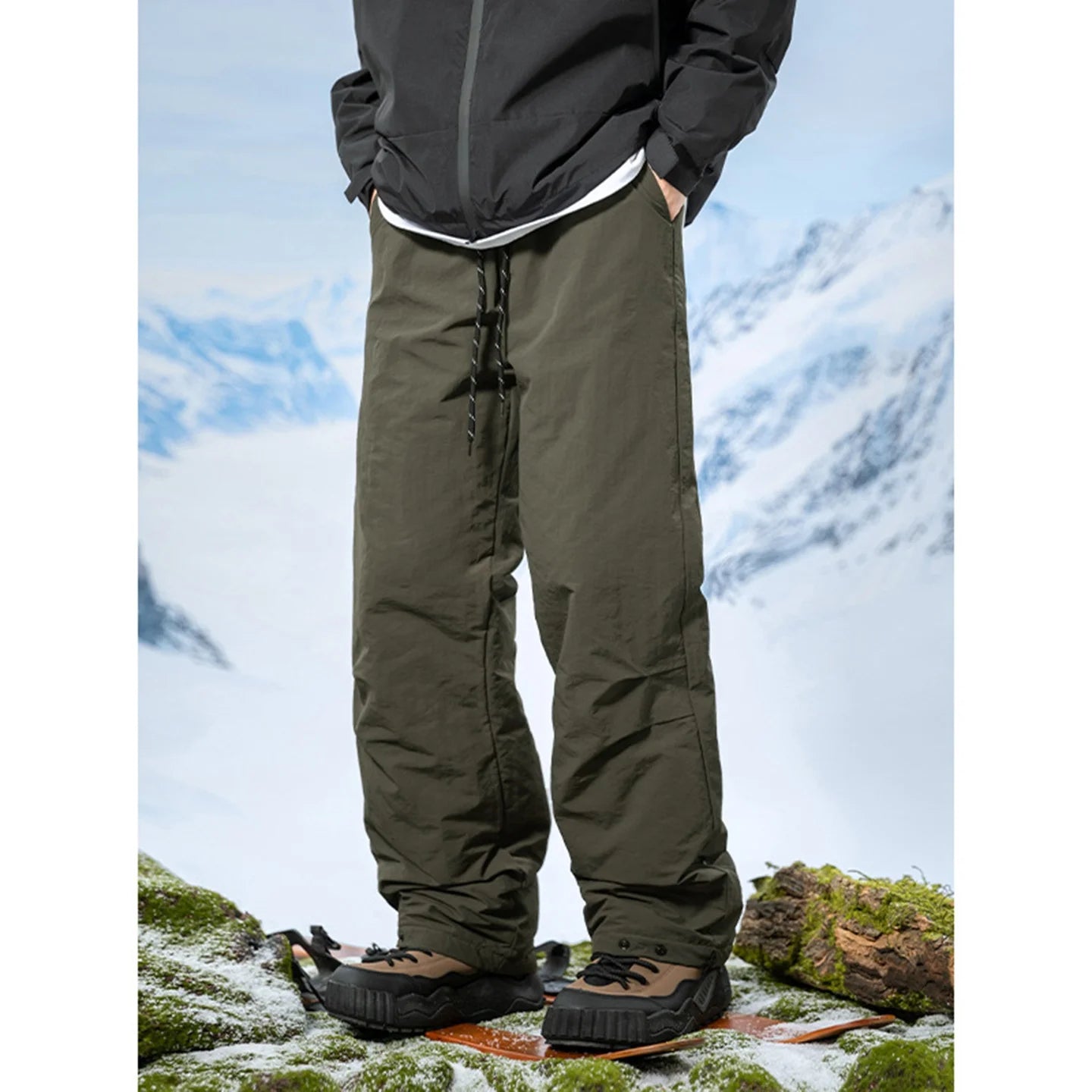 Thickened down Cotton Trousers for Men Winter Outdoor Snow Skiing Windproof Waterproof Warm Straight Leg Pants Youth Casual