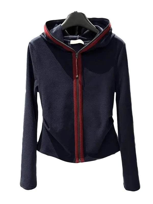 plus Size Hoodie Women's Loose Fit Long Sleeve Sweatshirt Dark Blue Autumn Winter Fashion Casual Comfortable Top Korean Style